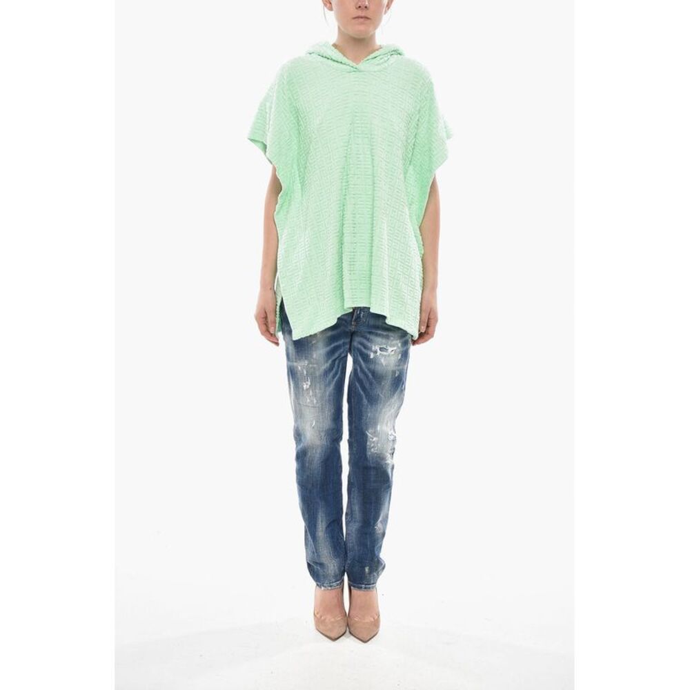 Terry Poncho-Fit Hoodie with Jacquard Monogram Pattern - Picture 5 of 5